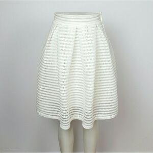 Women's White Midi Skirt With A Side Zipper. A line Skirt‎